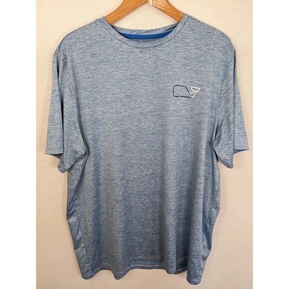 Vineyard Vines Performance T-Shirt Whale Logo Heather Blue Active Mens Large - Picture 1 of 8